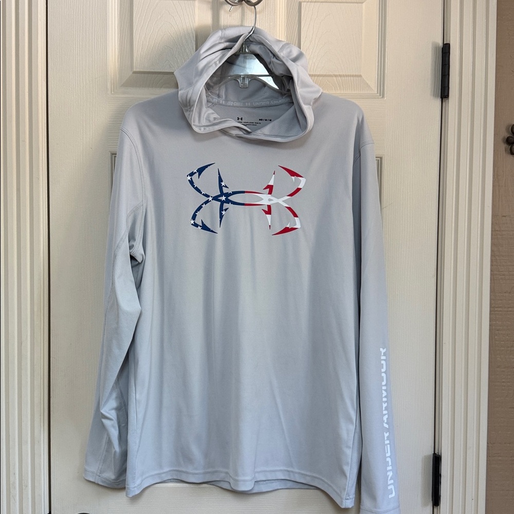 Under Armour Light Gray Long Sleeve with Patriotic Logo